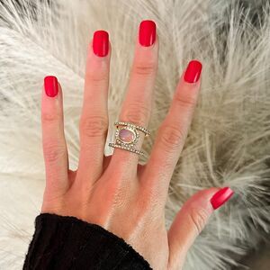 Gold Moonstone Ring Size 6 Womens Jewelry Crystal Stone Statement Boho NEW